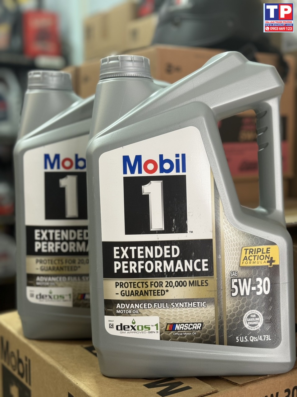 Combo 2 can nhớt Mobil1 Extended Performance 5W30 4.73l 