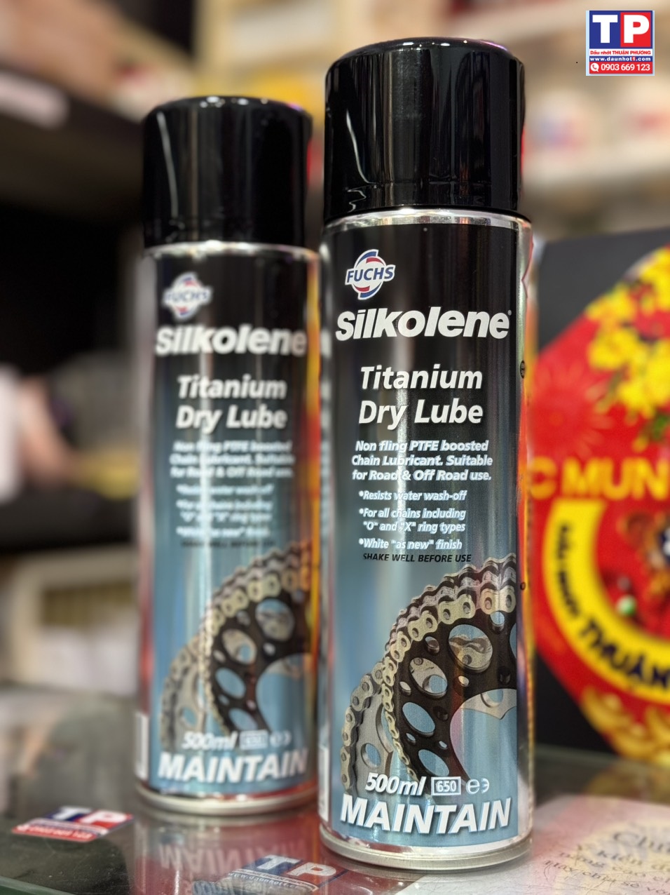 Combo 2 chai Dưỡng sên Fuchs Silkolene Titanium Dry Lube
