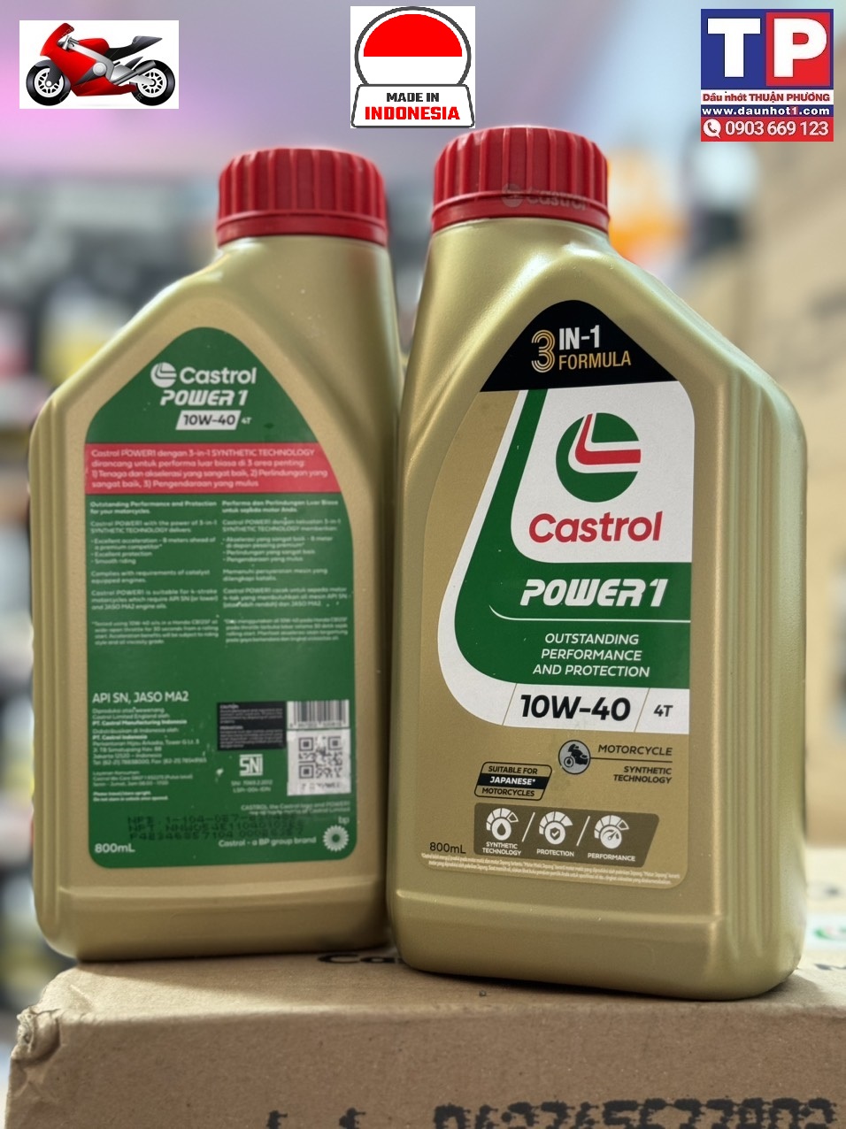 Combo 2 chai Nhớt Castrol Power1 10W40 800ml (SX tại INDONESIA)