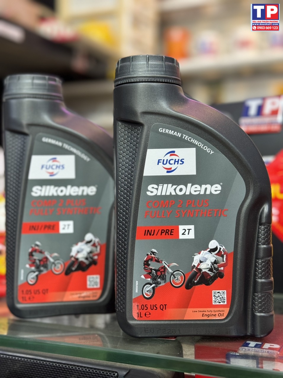 Combo 2 chai Nhớt xe 2 thì Fuchs Silkolene Com2 Plus 1L