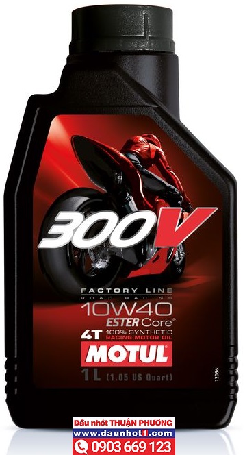 Nhớt Motul 300V 10W40 1L tem 2 lớp Châu Âu (Pháp)