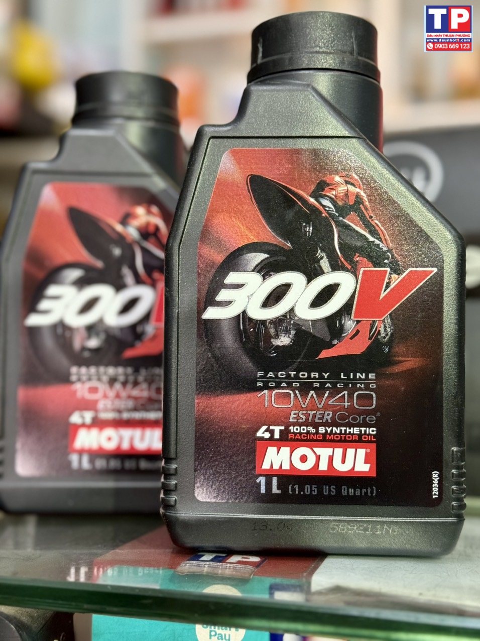 Nhớt Motul 300V Pháp tem 2 lớp Châu Âu 10W40